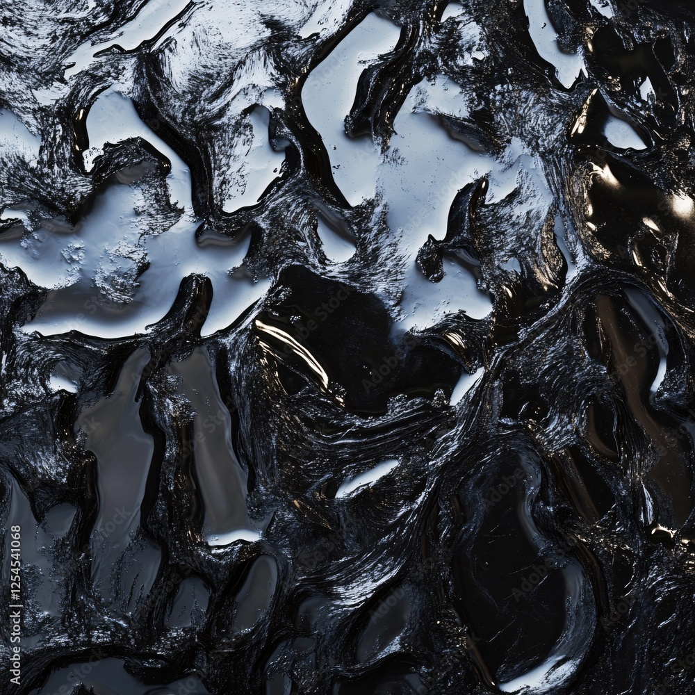 Aufkleber abstract texture of black liquid with light reflections creating a dynamic and glossy surface