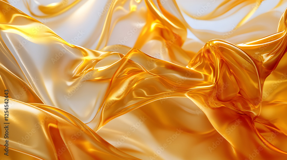 Poster close up of gold colored fabric with a textured pattern and a blurred background