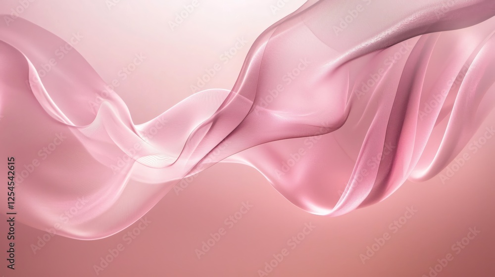 Poster ethereal pink fabric floating gently against a soft backdrop creating a sense of serenity