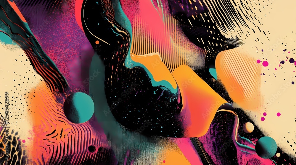Poster abstract composition with vibrant colors and dynamic shapes for modern artistic expression