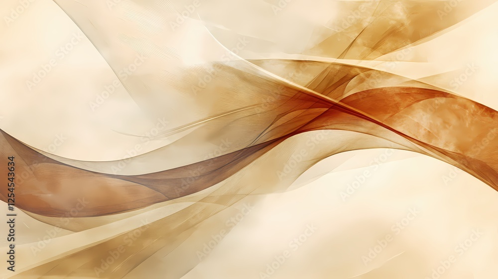Aufkleber abstract golden waves flowing gracefully on a light background creating a soft and warm mood