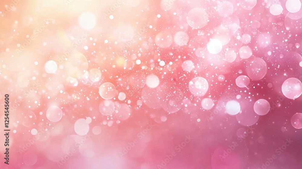 Poster ethereal pink and peach bokeh light burst creating a dreamy and magical abstract background