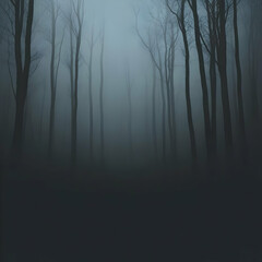 Fototapeta premium Foggy forest path, mysterious ambiance