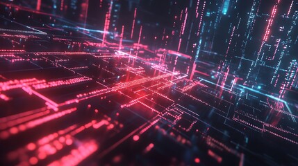 Fototapeta premium Abstract Digital Circuitry: Neon Glow in Cyberspace