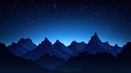 Majestic mountain range at night, starry sky, peaceful landscape, nature wallpaper