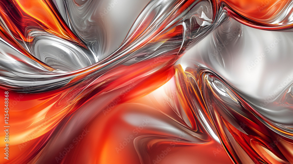 Poster abstract red and silver background with a cosmic glowing effect for creative design projects
