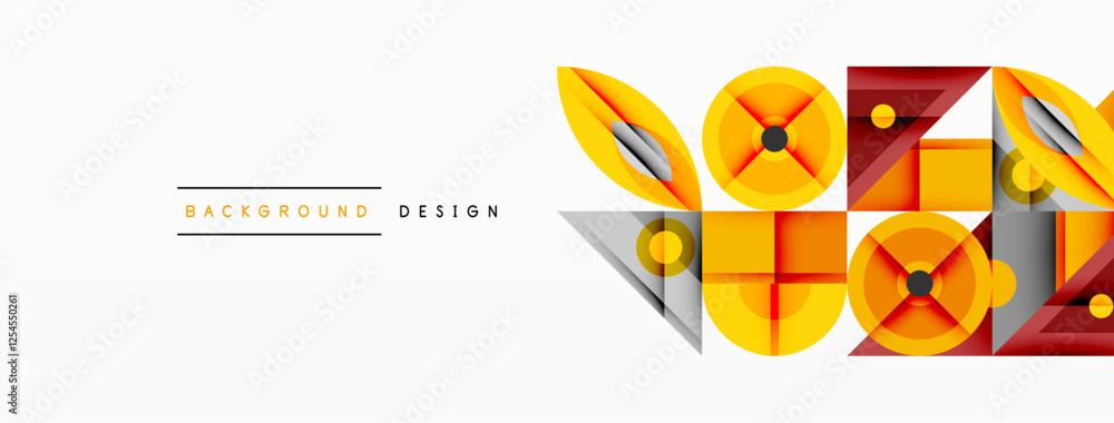 Poster Dynamic geometric composition with sharp angles, circular forms, and gradient colors