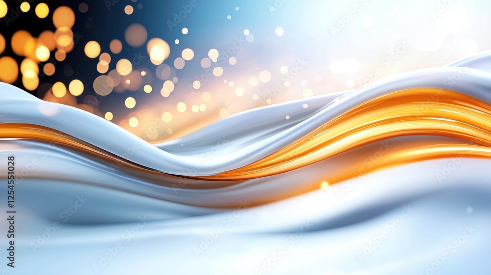 Poster renewable energy represented through abstract fluid waves of light and color a dynamic and captivati
