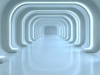 Fototapeta premium Futuristic 3D Architectural Corridor Illustration