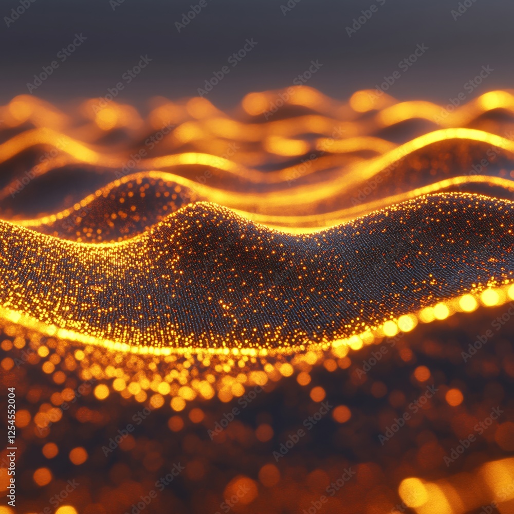 Aufkleber abstract glowing waves with sparkling particles on a dark background creating a dynamic pattern