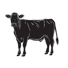 Side View Silhouette of a Cow - Vector Illustration