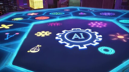 Futuristic Interface with AI and Symbols - Powered by Adobe