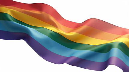 Wavy rainbow ribbon of LGBT pride isolated on transparent background. LGBT Pride Flag banner. LGBTQ colors flag. Love, freedom, support and rights. Illustration for social media Pride month designs 