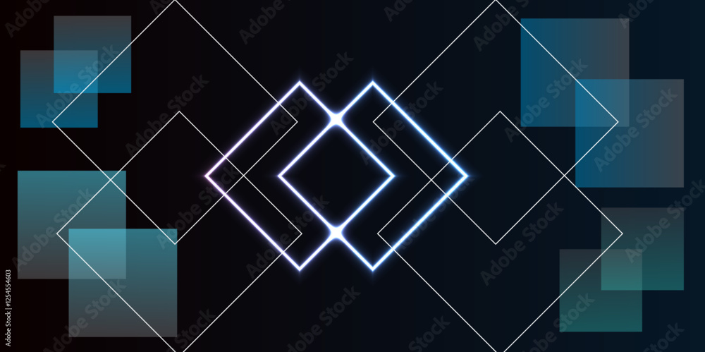 Poster square rectangle picture frame with two-tone neon color. neon light frame square. a collection of sq