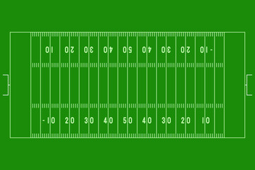 american football field full top view, sport field green color flay lay arial view. nobody. sport background NFL and super bowl concept. © capplebkk