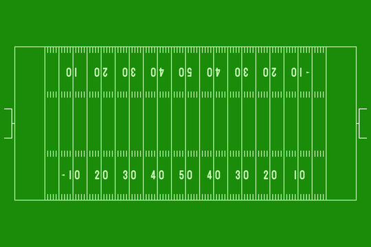 american football field full top view, sport field green color flay lay arial view. nobody. sport background NFL and super bowl concept.