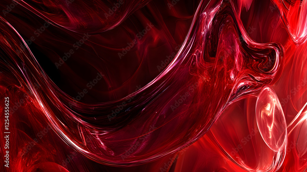 Poster red and black abstract background with swirling patterns and cosmic fusion effects
