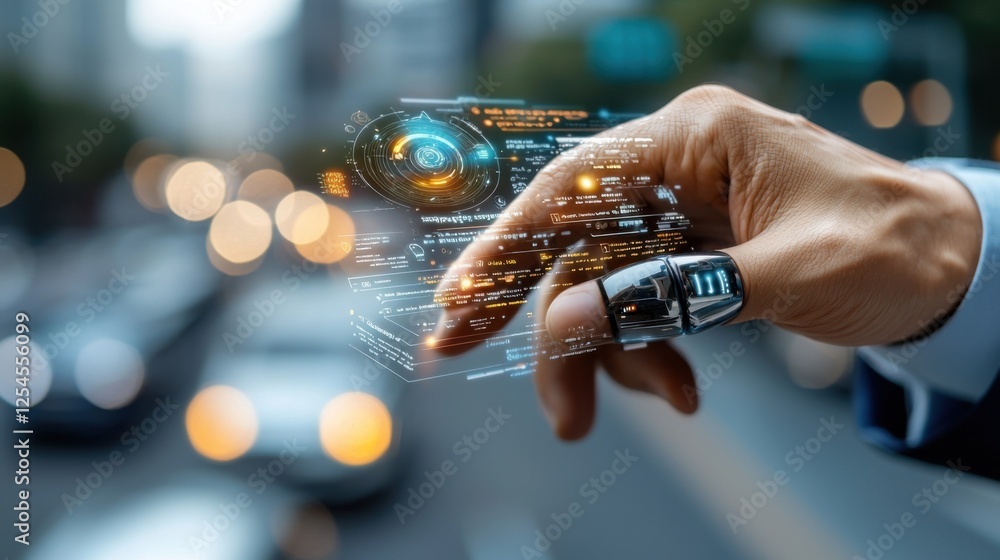 Poster symbolic representation of automated business a futuristic digital depicting the concept of business