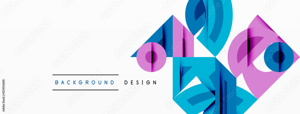 Wall mural abstract geometric background with shapes, featuring circular and rounded elements. bold contrast, s