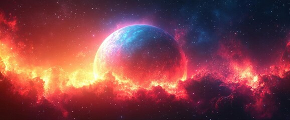 Obraz premium Colorful Nebula Space Galaxy With Planet