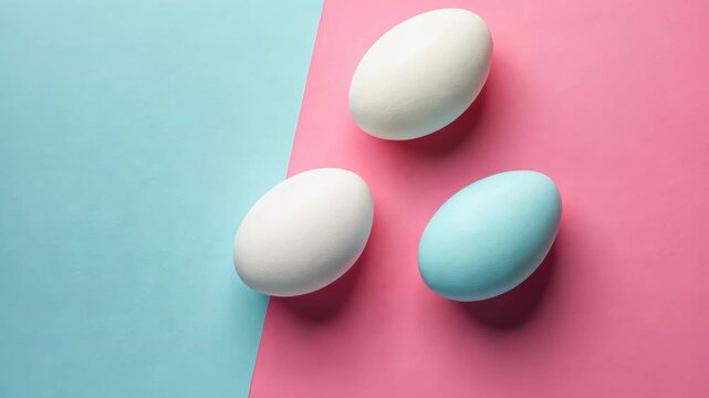 Colorful eggs arranged on a pastel background for a festive celebration or decoration