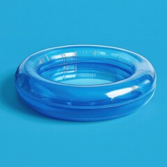 Inflatable pool ring on blue background, summer fun