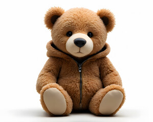 Obraz premium A cute teddy bear sitting upright, captured in a classic pose with a focus on its endearing features.