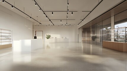 Obraz premium commercial space with white walls and polished floors 