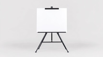 Blank easel standing in a minimalistic studio, ready for creative artwork or presentations