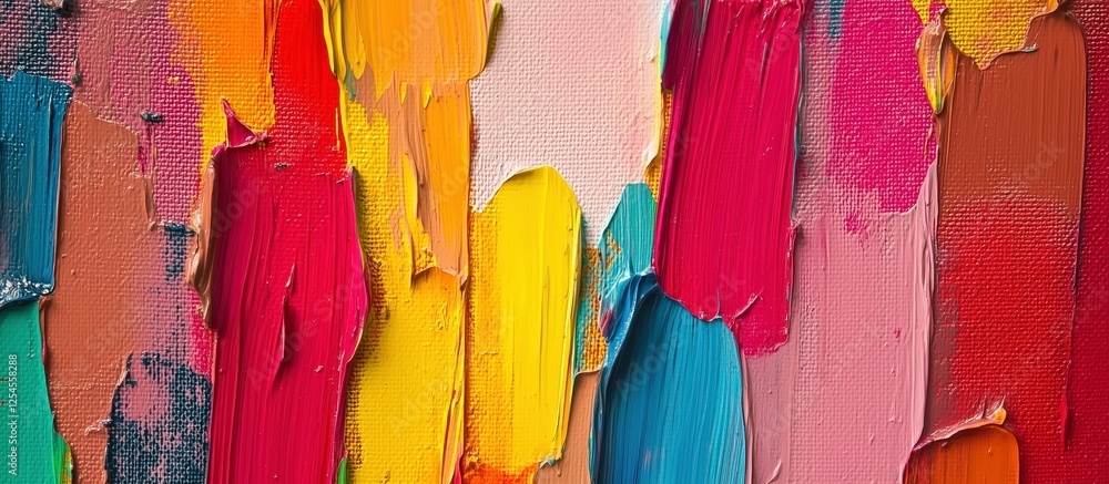 Poster abstract brushstrokes: a vibrant and dynamic composition featuring bold strokes of various colors, c