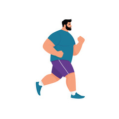 Fototapeta premium Man Plus Size Running for Health and Fitness in Casual Sportswear