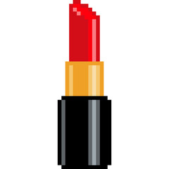 Obraz premium Red lipstick pixel art. 8-bit pixel lipstick icon. Pixel art