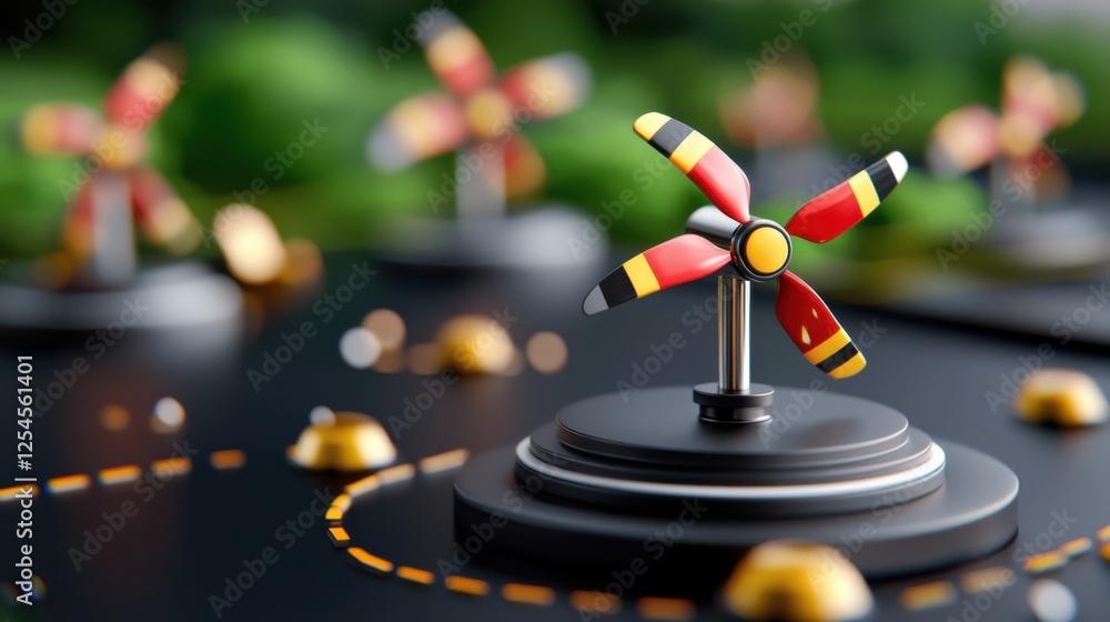 Poster renewable energy turbines with holographic data visualization innovative technology showcasing real 