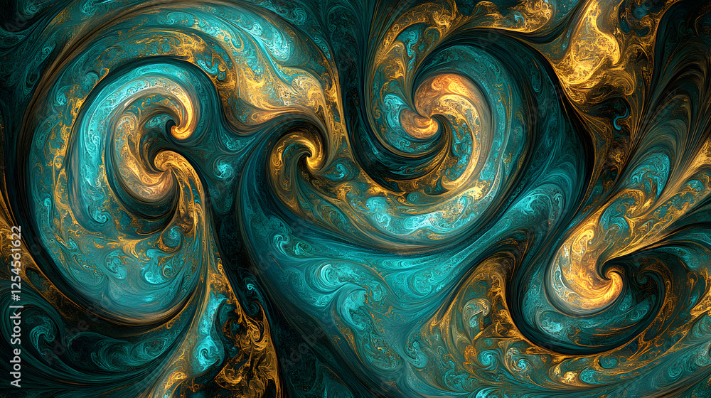 Poster computer generated cosmic fusion of glowing colors and abstract shapes in a vibrant space environmen