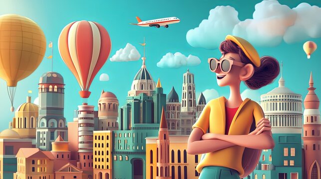 Mobile app for language learning advertising interactive features with global scenes digital