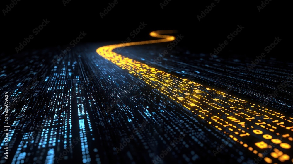 Poster abstract digital path through data stream