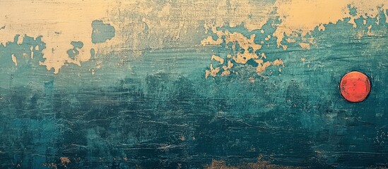 Abstract Teal and Red: A textured abstract image with a predominantly teal background, featuring a distressed, aged effect and a striking red circle near the lower right corner.