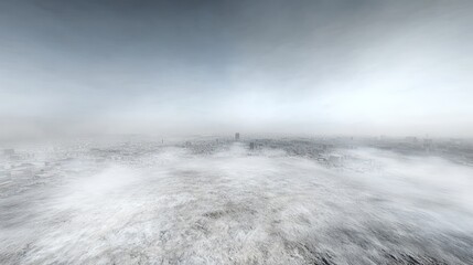 Obraz premium Foggy Cityscape Aerial View. Keywords for image cityscape, aerial view, urban landscape, fog, mist, gray, white, light, dark, horizon, buildings, city, panorama, scene, view, perspective, top view