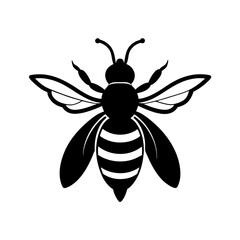 Bee silhouette on white background