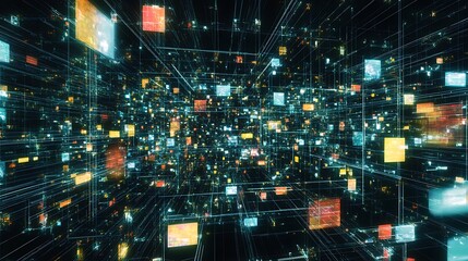 Fototapeta premium Digital Data Stream: A Visual Representation of the Internet's Infinite Data Flow