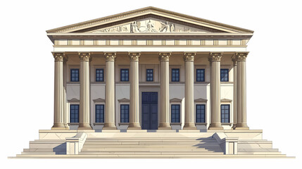 Fototapeta premium Neoclassical Courthouse Facade, Cityscape Background