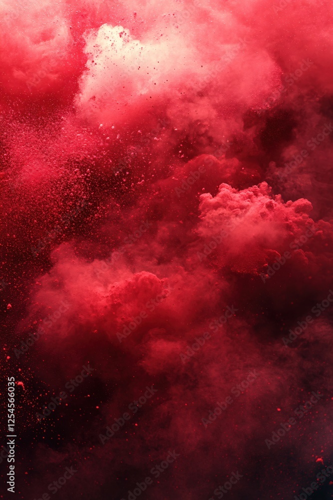 Poster red powder explosion abstract background with dynamic movement and vibrant color