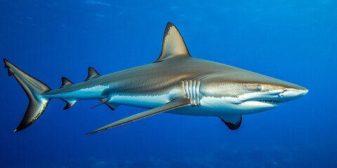 Fototapeta premium A shark swimming through the deep blue ocean