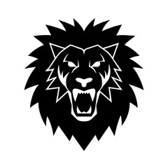 lion head silhouette on white background