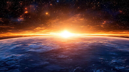 A digital display hologram HUD screen showcasing the Earth from space with an advanced technology interface, bright tones, and a blurred background, offering space for captions or text