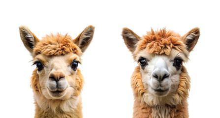 Obraz premium Brown Alpaca Face, PNG file for mock-up.