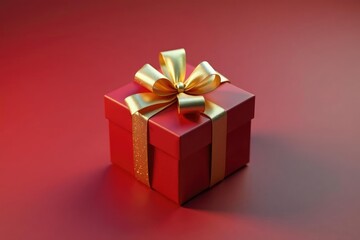 Obraz premium Elegant golden bow tied around a small gift box, elegant, ribbon, present