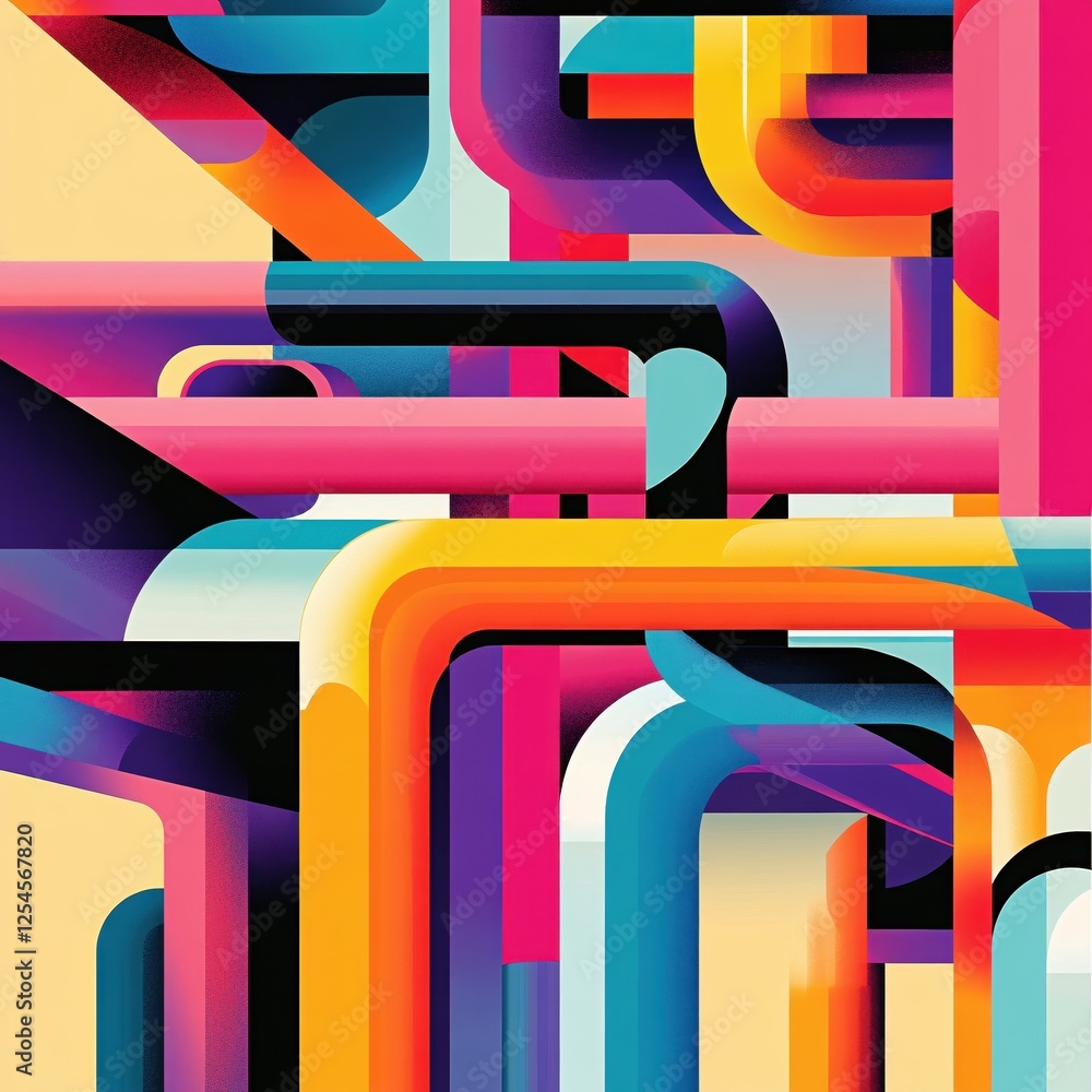 Poster Vibrant Geometric Abstraction with Bold Colors and Dynamic Shapes Creating a Modern Art Piece