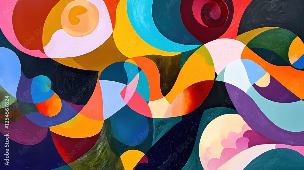 Aufkleber vivid abstract composition of interlocking geometric shapes in a dynamic and modern style