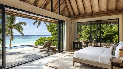 Luxury hotel chain promoting exclusive resort stays with beachside views digital